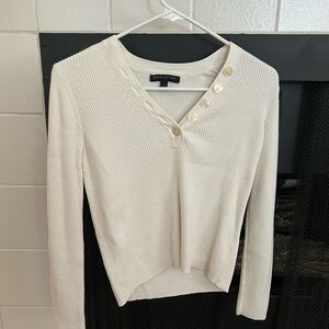 Banana Republic Ivory Buttoned V-Neck Sweater